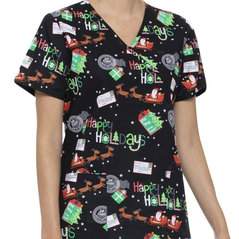 Santa's Night Flight Christmas Scrub
Top. Sz Large 100% cotton Holiday